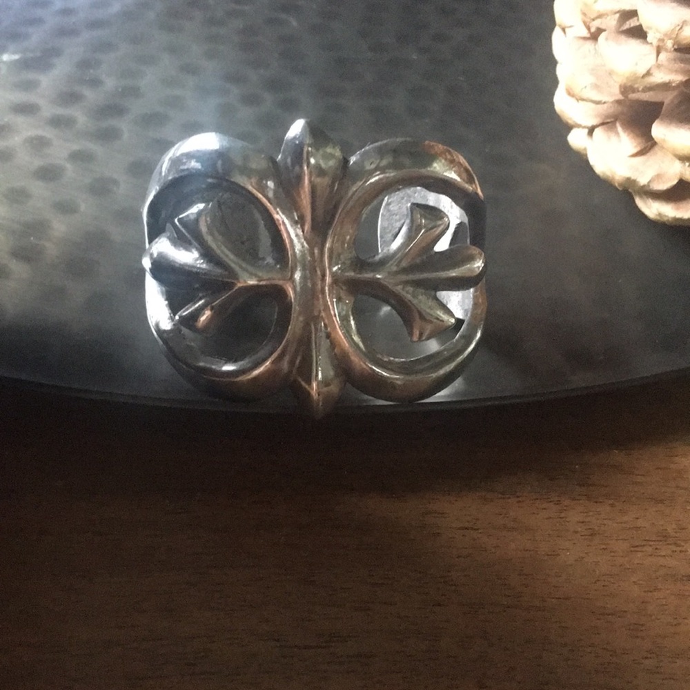 Sterling Silver “Fleur Di Lys” style design. Heavier weight bracelet.